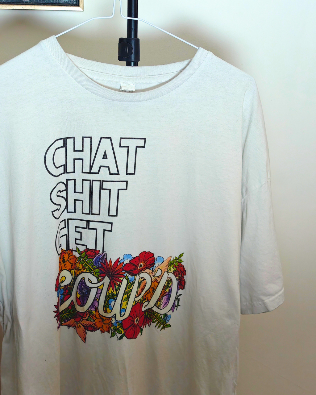 Chat Sh** Get Coup'd - White/Tan Tee