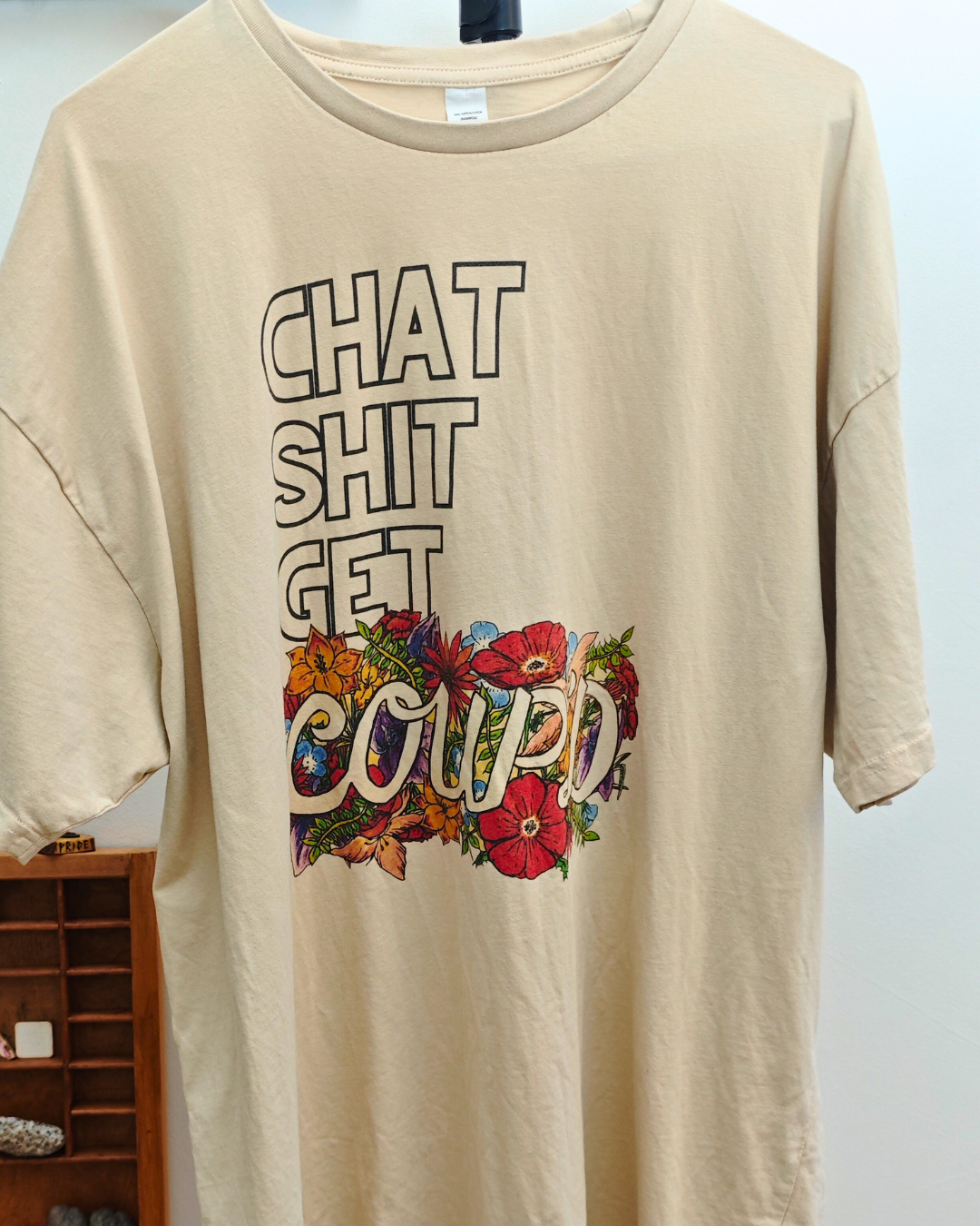 Chat Sh** Get Coup'd - White/Tan Tee